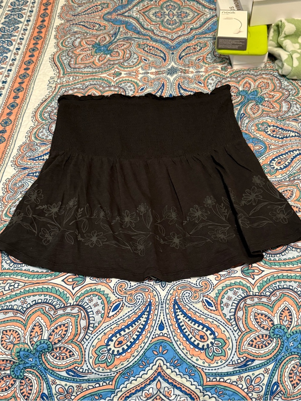 Black Floral-Trim Tube Shirt - Women